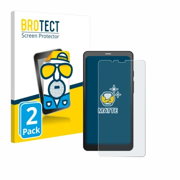 Parte frontal de un envase de producto con el logotipo de la marca BROTECT. Al lado se muestra el dispositivo Boox Palma 2 con