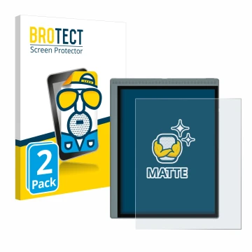 Parte frontal de un envase de producto con el logotipo de la marca BROTECT. Al lado se muestra el dispositivo Bigme B1051C con
