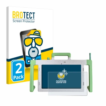 Parte frontal de un envase de producto con el logotipo de la marca BROTECT. Al lado se muestra el dispositivo Telemarie Tablet