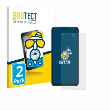 Parte frontal de un envase de producto con el logotipo de la marca BROTECT. Al lado se muestra el dispositivo ZTE Blade A75 4G