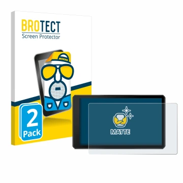 Parte frontal de un envase de producto con el logotipo de la marca BROTECT. Al lado se muestra el dispositivo Garmin Tread 2 P