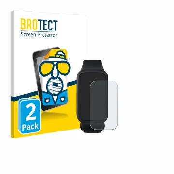 Parte frontal de un envase de producto con el logotipo de la marca BROTECT. Al lado se muestra el dispositivo Xiaomi Smart Ban