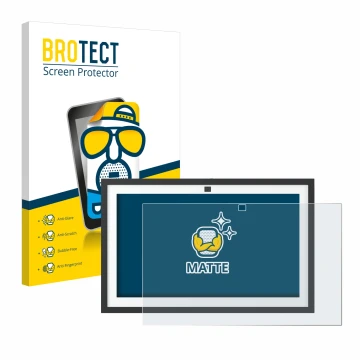 Parte frontal de un envase de producto con el logotipo de la marca BROTECT. Al lado se muestra el dispositivo Amazon Echo Show