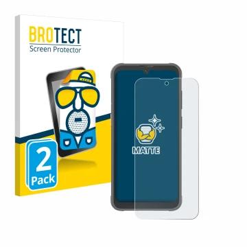 Parte frontal de un envase de producto con el logotipo de la marca BROTECT. Al lado se muestra el dispositivo Blackview BV5200