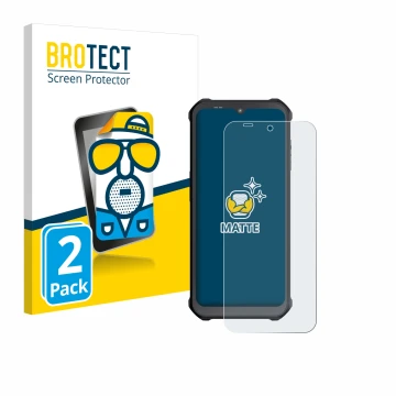 Parte frontal de un envase de producto con el logotipo de la marca BROTECT. Al lado se muestra el dispositivo Sonim XP400 con 