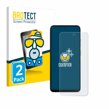 Parte frontal de un envase de producto con el logotipo de la marca BROTECT. Al lado se muestra el dispositivo Motorola Moto G1