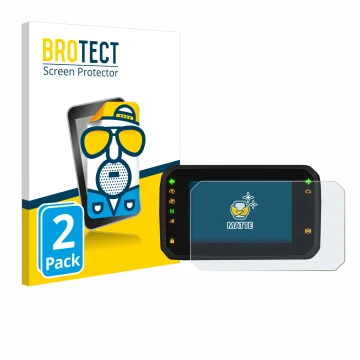 Parte frontal de un envase de producto con el logotipo de la marca BROTECT. Al lado se muestra el dispositivo Honda ADV350 5