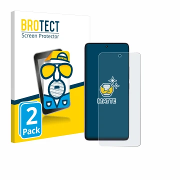 Parte frontal de un envase de producto con el logotipo de la marca BROTECT. Al lado se muestra el dispositivo Xiaomi Poco M7 P