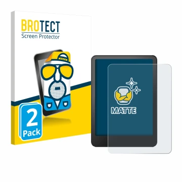 Parte frontal de un envase de producto con el logotipo de la marca BROTECT. Al lado se muestra el dispositivo Amazon Kindle Pa