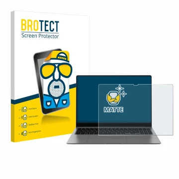 Parte frontal de un envase de producto con el logotipo de la marca BROTECT. Al lado se muestra el dispositivo Samsung Galaxy B