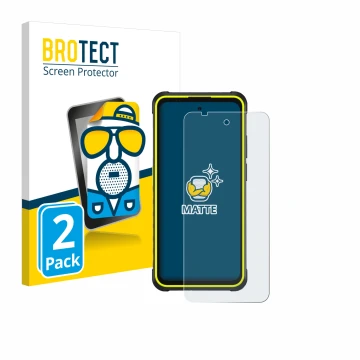 Parte frontal de un envase de producto con el logotipo de la marca BROTECT. Al lado se muestra el dispositivo Ulefone Armor X3