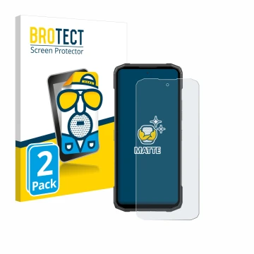 Parte frontal de un envase de producto con el logotipo de la marca BROTECT. Al lado se muestra el dispositivo Doogee Blade 10 