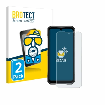 Parte frontal de un envase de producto con el logotipo de la marca BROTECT. Al lado se muestra el dispositivo Doogee Blade GT 