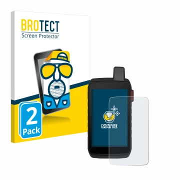 Parte frontal de un envase de producto con el logotipo de la marca BROTECT. Al lado se muestra el dispositivo Garmin Montana 7