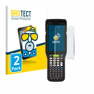 Parte frontal de un envase de producto con el logotipo de la marca BROTECT. Al lado se muestra el dispositivo Zebra MC3400 con