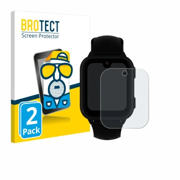 Parte frontal de un envase de producto con el logotipo de la marca BROTECT. Al lado se muestra el dispositivo Garett Kids Vibe