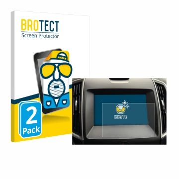 Parte frontal de un envase de producto con el logotipo de la marca BROTECT. Al lado se muestra el dispositivo Ford Galaxy Info