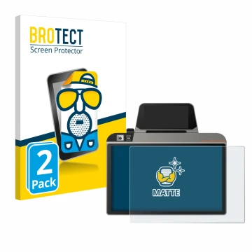 Parte frontal de un envase de producto con el logotipo de la marca BROTECT. Al lado se muestra el dispositivo Sunmi D3 Mini co