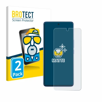 Parte frontal de un envase de producto con el logotipo de la marca BROTECT. Al lado se muestra el dispositivo Vivo V50 con su 