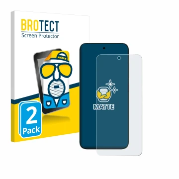 Parte frontal de un envase de producto con el logotipo de la marca BROTECT. Al lado se muestra el dispositivo ZTE Blade V70 co