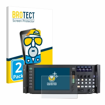 Parte frontal de un envase de producto con el logotipo de la marca BROTECT. Al lado se muestra el dispositivo Behringer Wing R