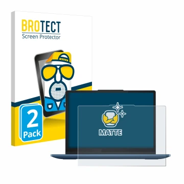 Parte frontal de un envase de producto con el logotipo de la marca BROTECT. Al lado se muestra el dispositivo Lenovo IdeaPad F