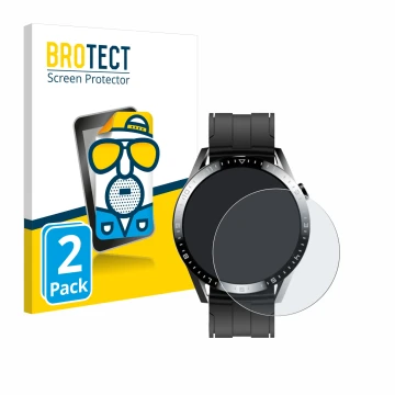 Parte frontal de un envase de producto con el logotipo de la marca BROTECT. Al lado se muestra el dispositivo Tracer Smartwatc