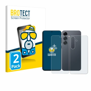Parte frontal de un envase de producto con el logotipo de la marca BROTECT. Al lado se muestra el dispositivo Samsung Galaxy S