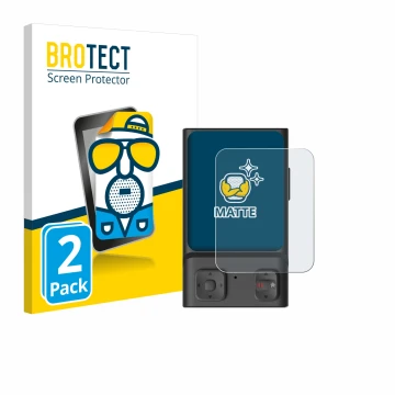 Parte frontal de un envase de producto con el logotipo de la marca BROTECT. Al lado se muestra el dispositivo Hoverair Beacon 