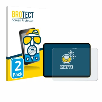 Parte frontal de un envase de producto con el logotipo de la marca BROTECT. Al lado se muestra el dispositivo Apple iPad Air 1