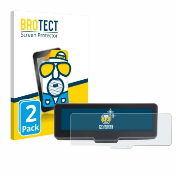 Parte frontal de un envase de producto con el logotipo de la marca BROTECT. Al lado se muestra el dispositivo KTM 990 Duke R 2