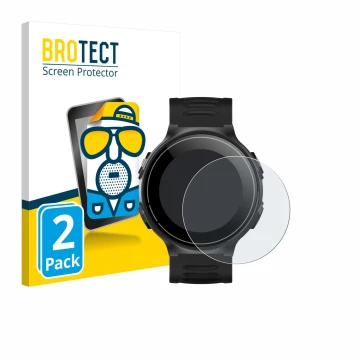 Parte frontal de un envase de producto con el logotipo de la marca BROTECT. Al lado se muestra el dispositivo Kiprun GPS 500 C