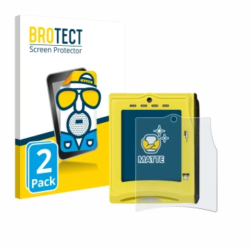 Parte frontal de un envase de producto con el logotipo de la marca BROTECT. Al lado se muestra el dispositivo Nayax VPOS TOUCH