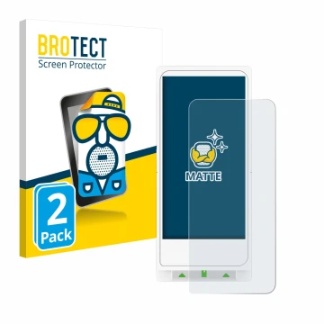 Parte frontal de un envase de producto con el logotipo de la marca BROTECT. Al lado se muestra el dispositivo Clover Flex con 