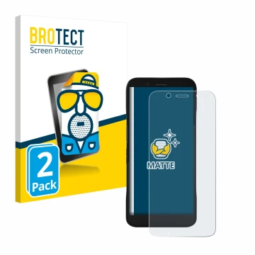 Parte frontal de un envase de producto con el logotipo de la marca BROTECT. Al lado se muestra el dispositivo Datalogic Memor 