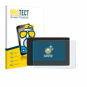 Parte frontal de un envase de producto con el logotipo de la marca BROTECT. Al lado se muestra el dispositivo Tesla Model Y Ju