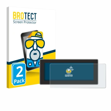 Parte frontal de un envase de producto con el logotipo de la marca BROTECT. Al lado se muestra el dispositivo Hyundai Inster X