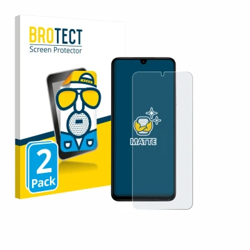 Parte frontal de un envase de producto con el logotipo de la marca BROTECT. Al lado se muestra el dispositivo Xiaomi Poco C71 