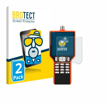 Parte frontal de un envase de producto con el logotipo de la marca BROTECT. Al lado se muestra el dispositivo RigExpert MATCH 