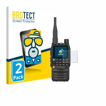 Parte frontal de un envase de producto con el logotipo de la marca BROTECT. Al lado se muestra el dispositivo Tidradio TD-H3 c