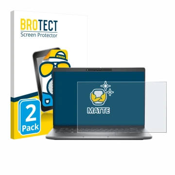 Parte frontal de un envase de producto con el logotipo de la marca BROTECT. Al lado se muestra el dispositivo Dell Latitude 53