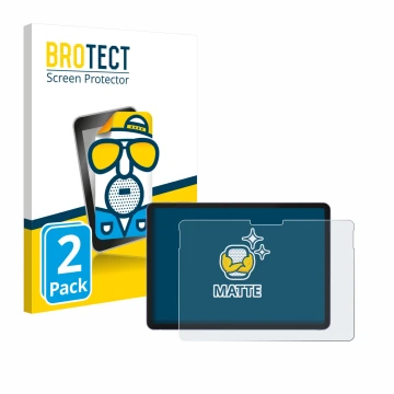 Parte frontal de un envase de producto con el logotipo de la marca BROTECT. Al lado se muestra el dispositivo Microsoft Surfac