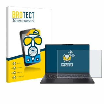 Parte frontal de un envase de producto con el logotipo de la marca BROTECT. Al lado se muestra el dispositivo Acer Swift 16 AI