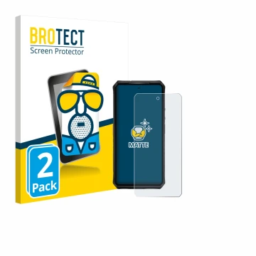 Parte frontal de un envase de producto con el logotipo de la marca BROTECT. Al lado se muestra el dispositivo Ulefone Armor 28