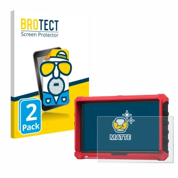 Parte frontal de un envase de producto con el logotipo de la marca BROTECT. Al lado se muestra el dispositivo Lilliput A7s 7