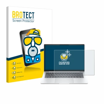 Parte frontal de un envase de producto con el logotipo de la marca BROTECT. Al lado se muestra el dispositivo HP EliteBook 8 G