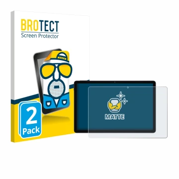 Parte frontal de un envase de producto con el logotipo de la marca BROTECT. Al lado se muestra el dispositivo Doogee Tab A9 Pr