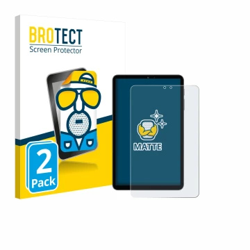 Parte frontal de un envase de producto con el logotipo de la marca BROTECT. Al lado se muestra el dispositivo Alldocube iPlay 