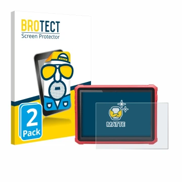 Parte frontal de un envase de producto con el logotipo de la marca BROTECT. Al lado se muestra el dispositivo Launch X-431 Pro