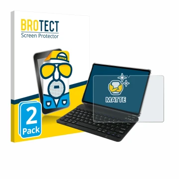 Parte frontal de un envase de producto con el logotipo de la marca BROTECT. Al lado se muestra el dispositivo Tabwee T90 con s